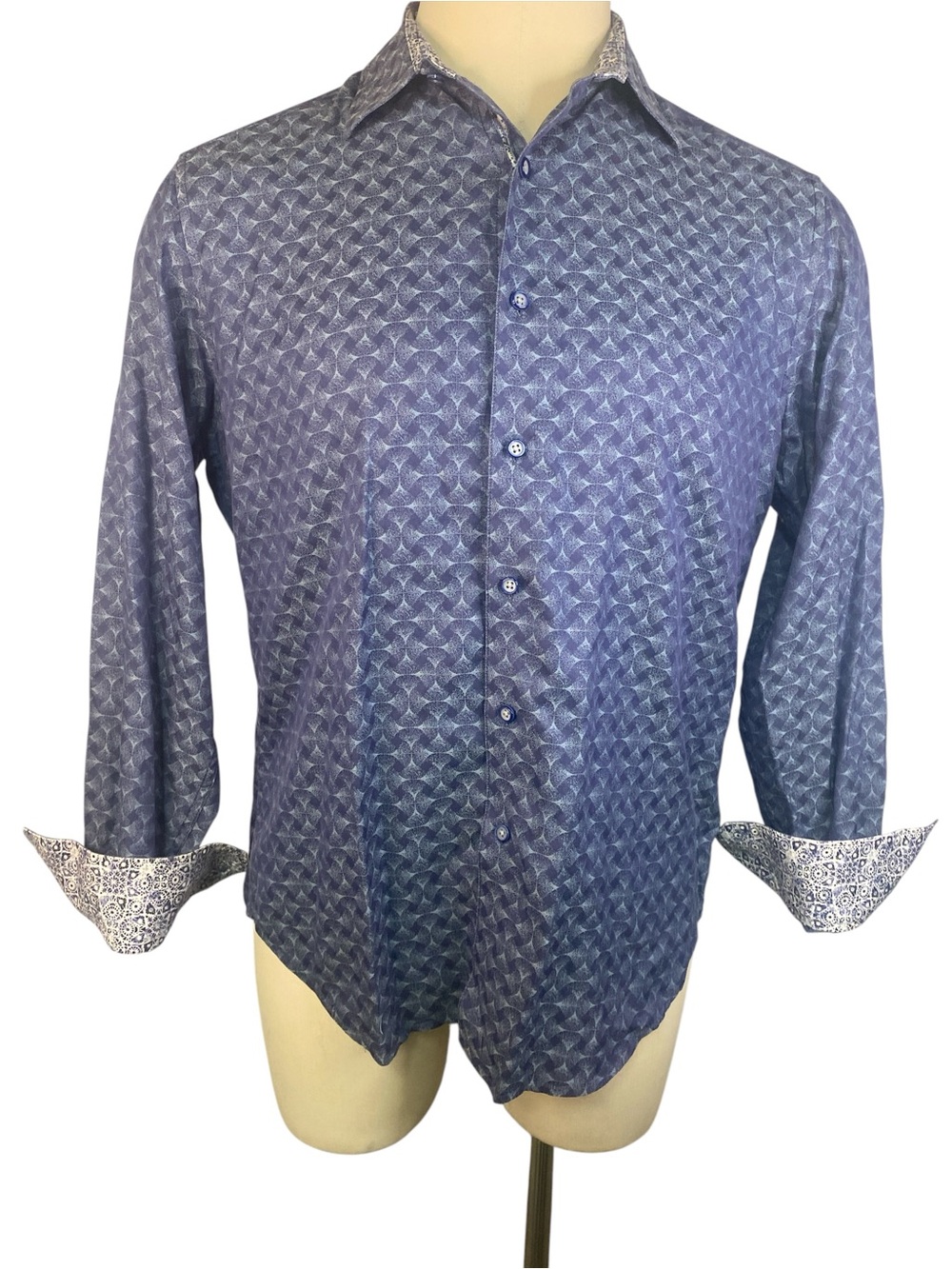 Robert Graham Blue Patterned Long-Sleeve Button-Up Shirt Men’s Large